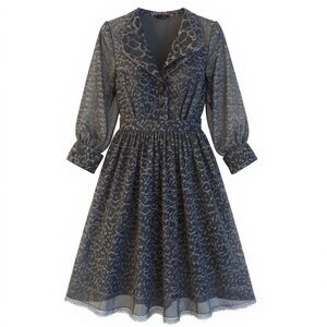 Elie Tahari Leopard Print Wool Midi Dress Size 2